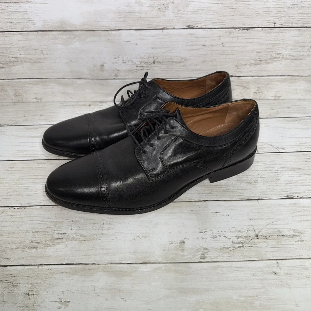Johnston Murphy Melton 59-0721 Black Leather Cap Toe Oxford Men's Shoes 11.5 M